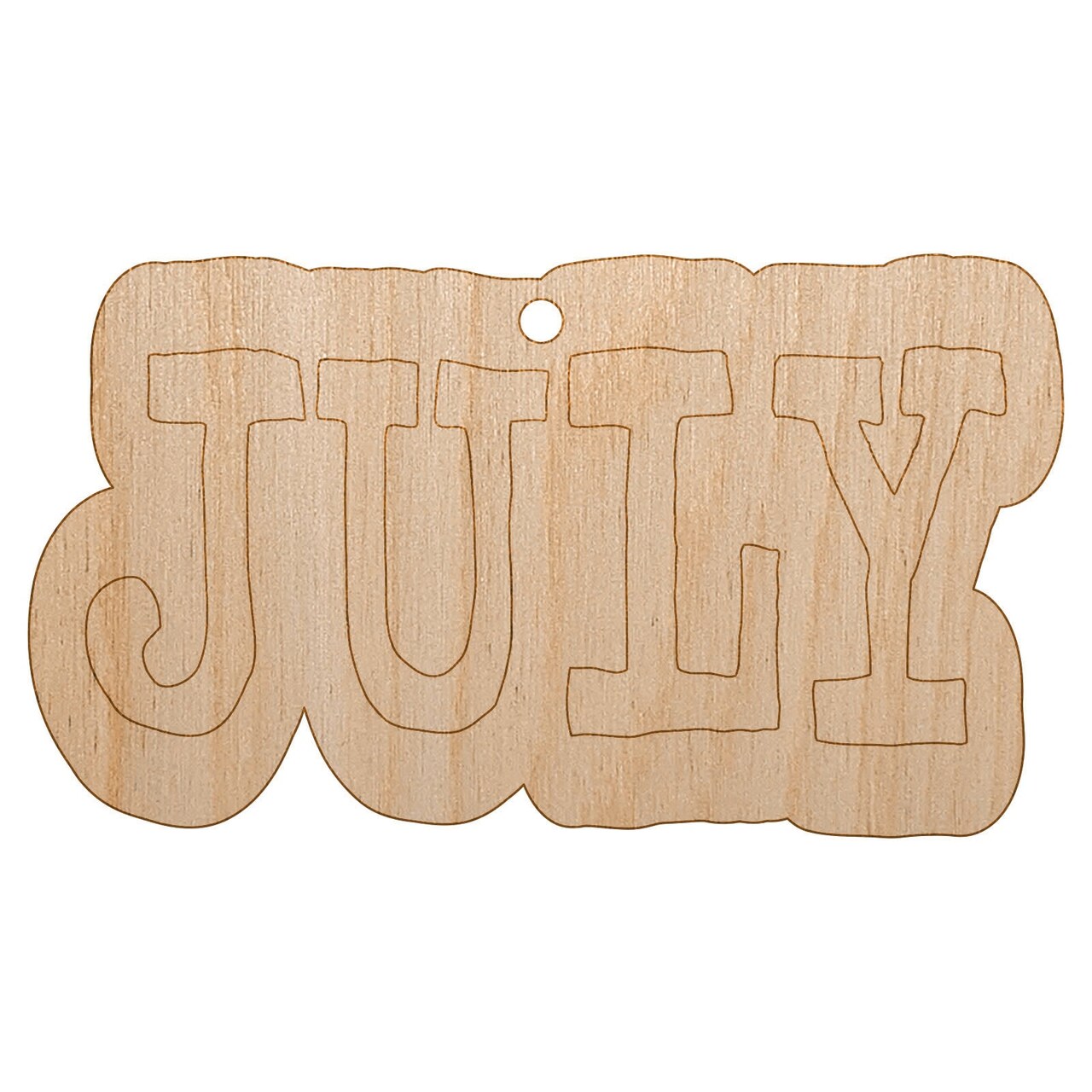 July Month Calendar Fun Text Unfinished Craft Wood Holiday Christmas Tree DIY Pre-Drilled Ornament
